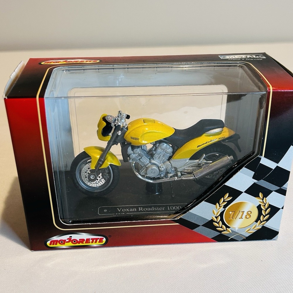 Majorette Yellow Voxan Roadster 1000 V2 1:18 Metal Diecast Motorcycle New in Box
